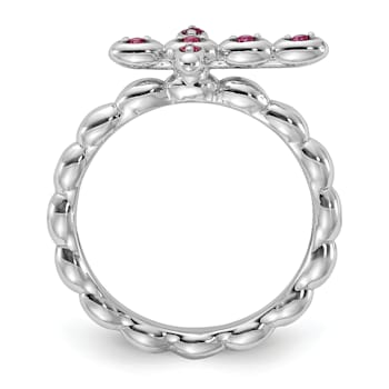 Rhodium Over Sterling Silver Stackable Expressions Cross Lab Created
Ruby Ring 0.14ctw