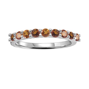 Yellow Citrine Sterling Silver Half Eternity Band
