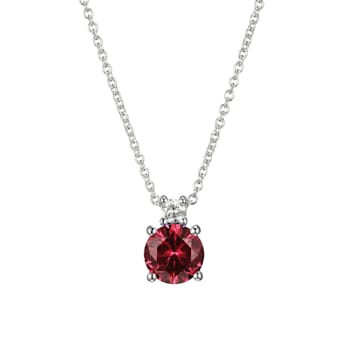 Red Lab Created Ruby Rhodium Over Sterling Silver Necklace 1.07ctw