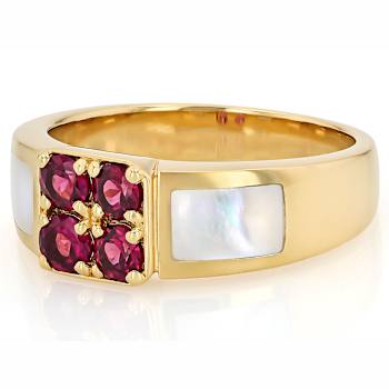 Grape Color Garnet And White Mother-Of-Pearl Ring In 18K Gold Over
Sterling Silver 0.68ctw