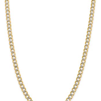 14k Yellow Gold and Rhodium Over 14k Yellow Gold Solid 6.75mm Pavé Curb
16 Inch Chain