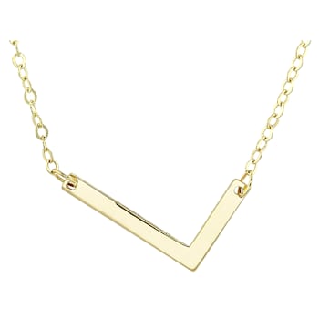 Sideways Initial L Necklace In Solid 14K Yellow Gold 18 Inch
