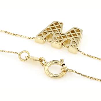 Block Letter W Initial Necklace In 10K Yellow Gold