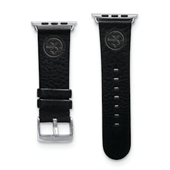 Gametime Pittsburgh Steelers Leather Band fits Apple Watch (42/44mm S/M
Black). Watch not included.