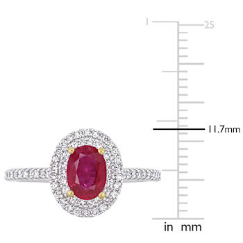 Ruby and Diamond 14K White and Yellow Gold Ring 1.26ctw