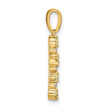 14k Yellow Gold Peridot and Diamond Cross Pendant