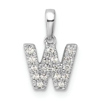 14K White Gold Diamond Letter W Initial with Bail Pendant