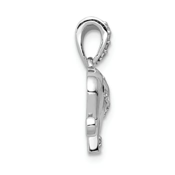 Rhodium Over 14k White Gold Black and White Diamond Elephant Pendant