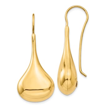 14k Yellow Gold Polished Abstract Wire Dangle Earrings