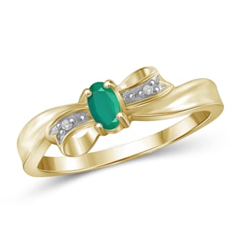Green Emerald 14K Gold Over Sterling Silver Ring 0.30ctw