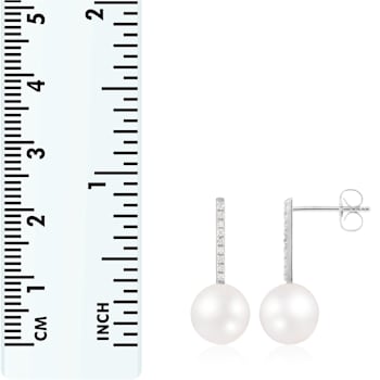 White Cultured Freshwater Pearl 14k White Gold Earrings 8-8.5mm