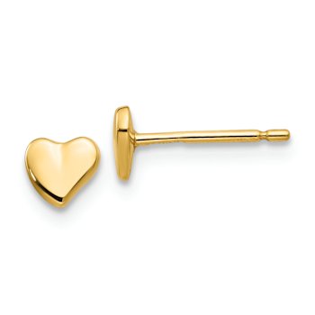 14k Yellow Gold Polished 5mm Heart Stud Earrings