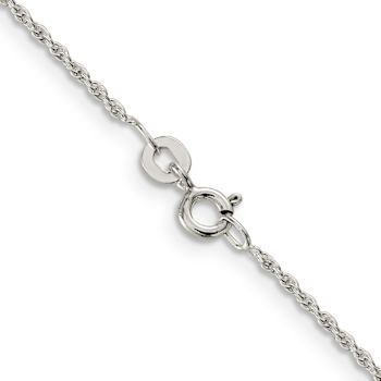Rhodium Over Sterling Silver 1.3mm Loose Rope Chain Necklace