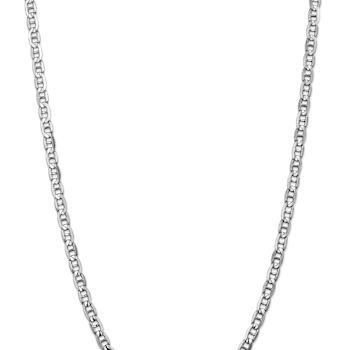 Rhodium Over 14k White Gold 5.25mm Solid Concave Mariner Chain