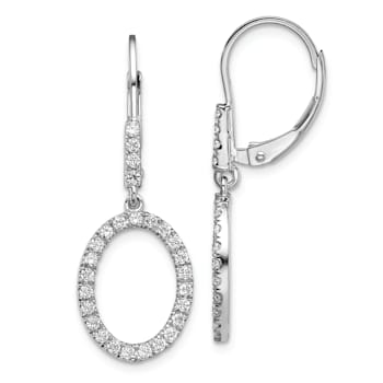 Rhodium Over 14K White Gold Lab Grown Diamond SI1/SI2, G H I, Oval
Leverback Earrings