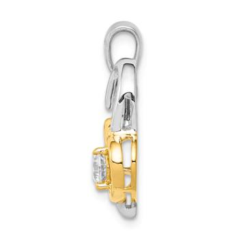 14k Yellow Gold and 14k White Gold Diamond Double Heart Pendant