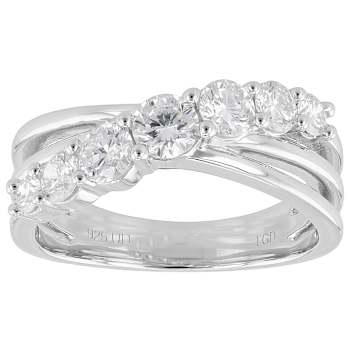 Lab-Grown Diamond Graduated Crossover Ring 1ctw In Sterling Silver