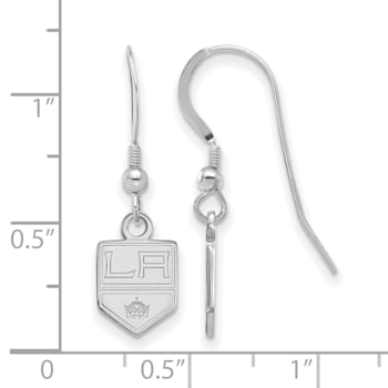 Rhodium Over Sterling Silver NHL Los Angeles Kings LogoArt Dangle Earrings