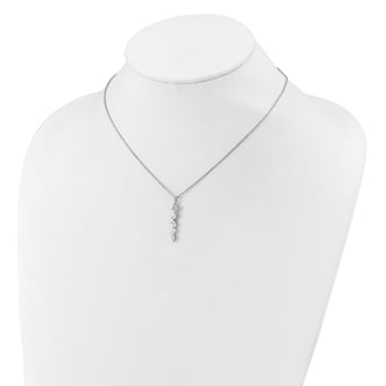 Rhodium Over Sterling Silver Polished Fancy Cubic Zirconia With 2 Inch
Extension Necklace