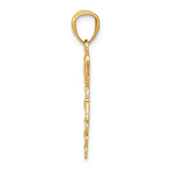 14k Yellow Gold Diamond-Cut, Textured and Polished RN Nurse Pendant