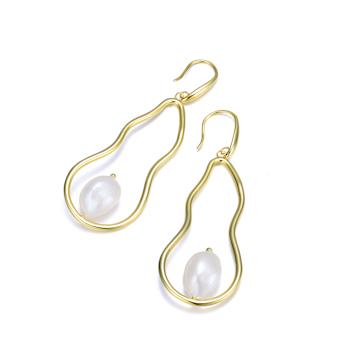 Pear Shape Freshwater Pearl Drop Earrings In 14K Gold Over Sterling Silver