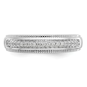 Rhodium Over 14K White Gold Diamond Trio Men's Wedding Band 0.10ctw