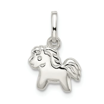 Rhodium Over Sterling Silver Polished Pony Children's Pendant