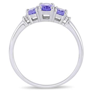 Tanzanite and Diamond 10K White Gold Ring 0.77ctw
