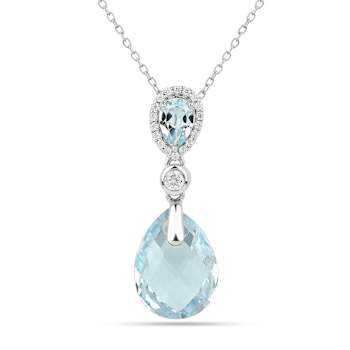 Sky Blue Topaz Checkerboard Pear Shaped Rhodium Over Sterling Silver
Teardrop Necklace