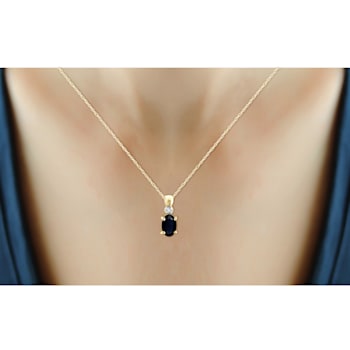 Black Sapphire 14K Gold Over Silver Pendant with Chain 0.56ctw
