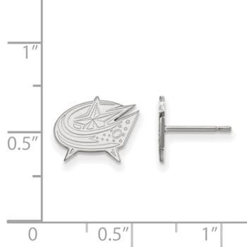 Rhodium Over Sterling Silver NHL Columbus Blue Jackets LogoArt Extra
Small Post Earrings