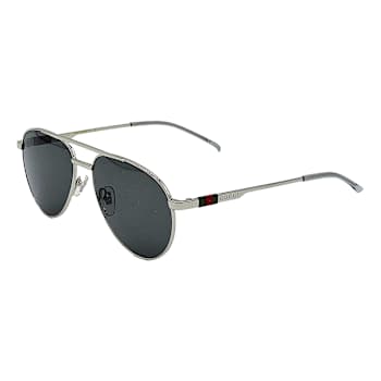 Gucci Silver Tone Aviator Frame / Gray Lenses Sunglasses