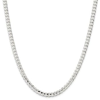 Sterling Silver 4.5mm Concave Beveled Curb Chain Necklace