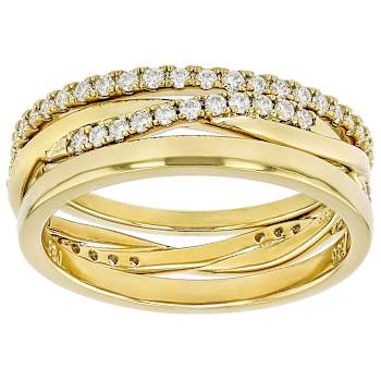 Moissanite Stackable Set Of 3 Rings In 14K Gold Over Sterling Silver