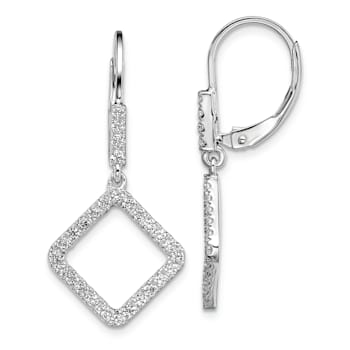 Rhodium Over 14K White Gold Lab Grown Diamond SI1/SI2, G H I, Square
Leverback Earring