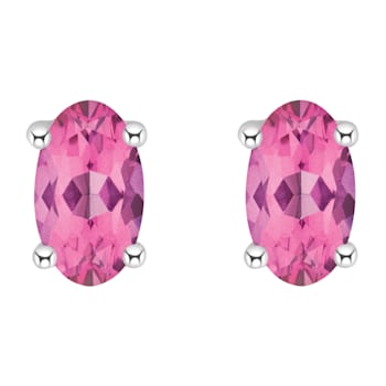 5x3mm Oval Pink Topaz 14k White Gold Stud Earrings
