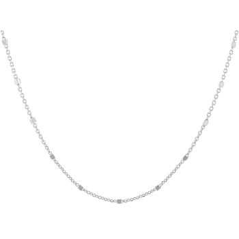 Square Bead Station Necklace In Sterling Silver