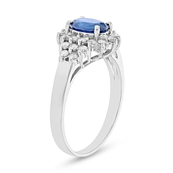 1.10ctw Sapphire and Diamond Ring in 14k White Gold