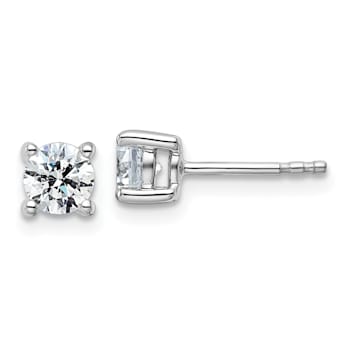 White Lab-Grown Diamond 14k White Gold G-H SI 4-Prong Stud Earrings 0.74ctw