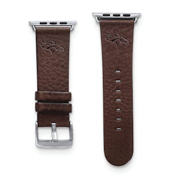 Gametime Denver Broncos Leather Band fits Apple Watch (38/40mm M/L
Brown). Watch not included.