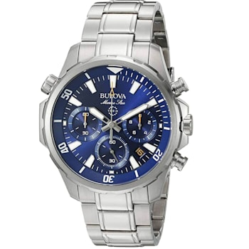 Bulova Men's Marine Blue Dial Stainless Steel Watch
