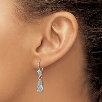 Rhodium Over 14k White Gold Textured Flip Flop Dangle Earrings