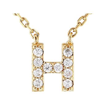 CZ Initial H Station Necklace In 18K Gold Over Sterling Silver 0.15ctw