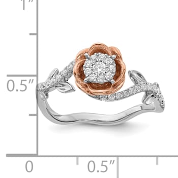 14K Two-tone White and Rose Gold Diamond Fashion Band