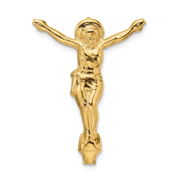 14K Yellow Gold Polished Solid Risen Christ Chain Slide Pendant