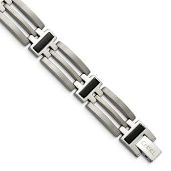 Titanium Brushed and Polished Black IP-plated Bracelet