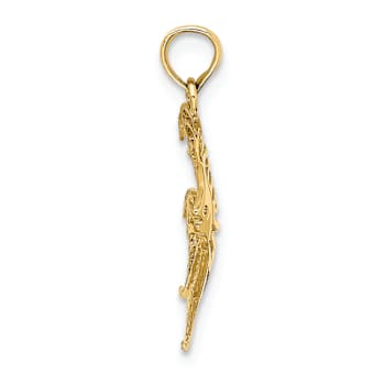14k Yellow Gold Textured Cut-Out Angelfish Charm