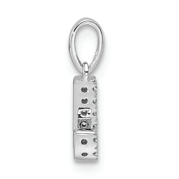 14K White Gold Diamond Letter J Initial with Bail Pendant