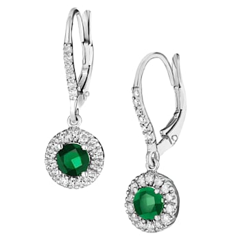 0.52ctw Emerald and Diamond Earrings in 14k White Gold