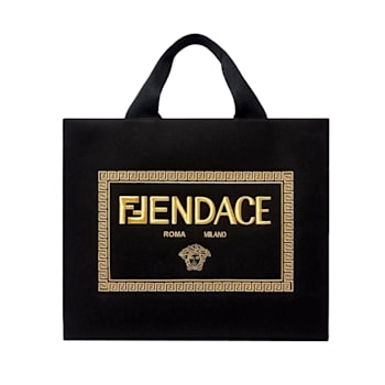 Fendi x Versace Fendace Black Canvas Convertible Large Shopping Tote